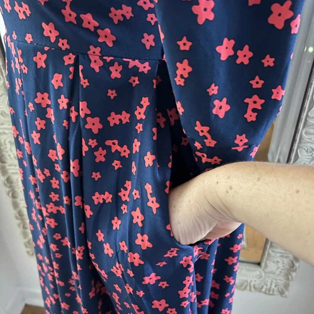 Amazon Navy and Red Floral Long Sleeve Dress - Picture 4 of 6